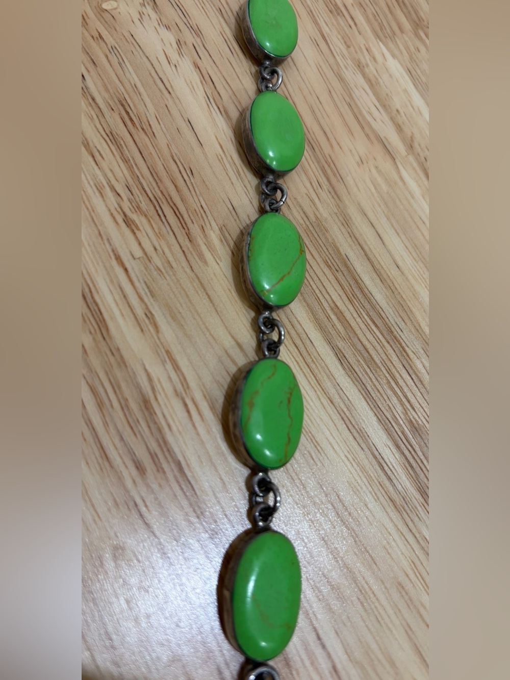 Sterling Silver Green Turquoise
Link Bracelet Southwestern Inspired Statement - Picture 4 of 7